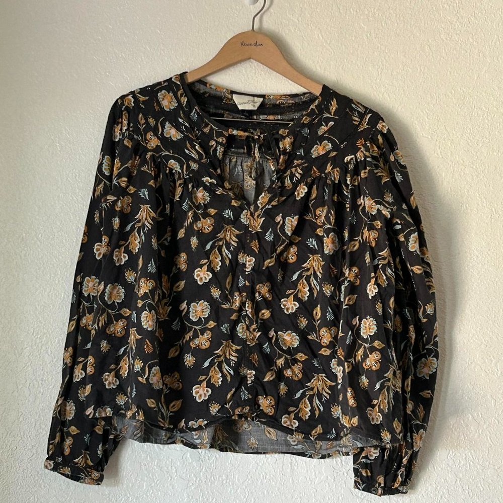 Universal Thread Boho Floral Blue Top L